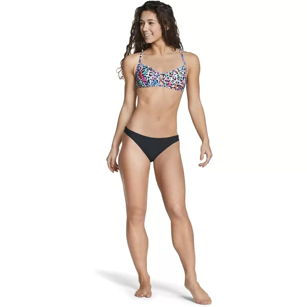 Speedo Womens Swimsuit Top Bikini Endurance Lite Tie Back PrintRainbow Brights