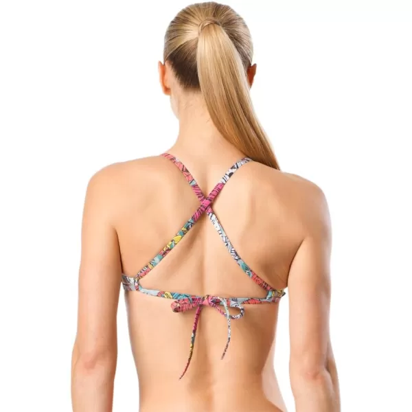 Speedo Womens Swimsuit Top Bikini Endurance Lite Tie Back PrintTeal