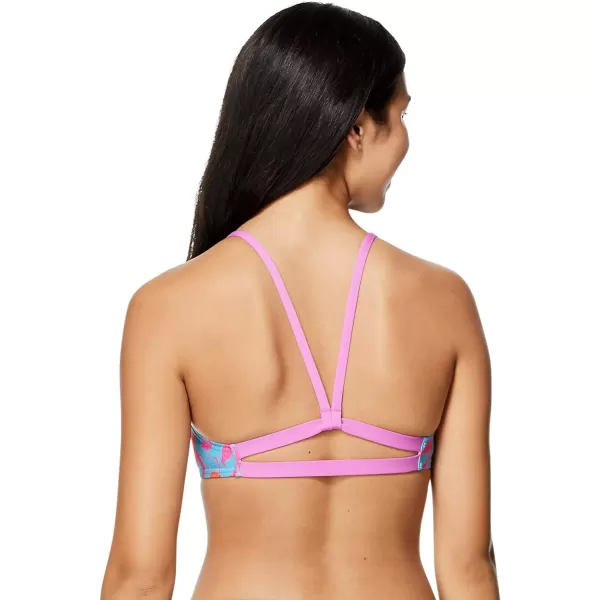 Speedo Womens Swimsuit Top Bikini Endurance Strappy Back DemiFlamingo Dot