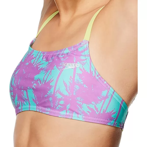 Speedo Womens Swimsuit Top Bikini Endurance Strappy Back DemiMini Palms