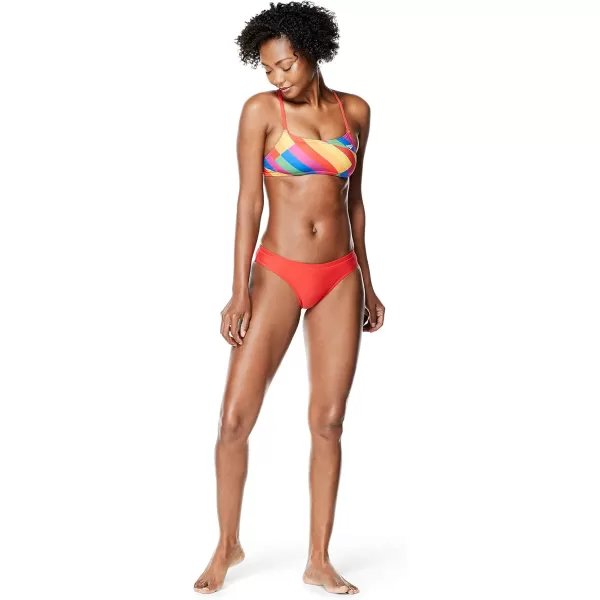 Speedo Womens Swimsuit Top Bikini Endurance Strappy Back DemiPride Sliced Squares