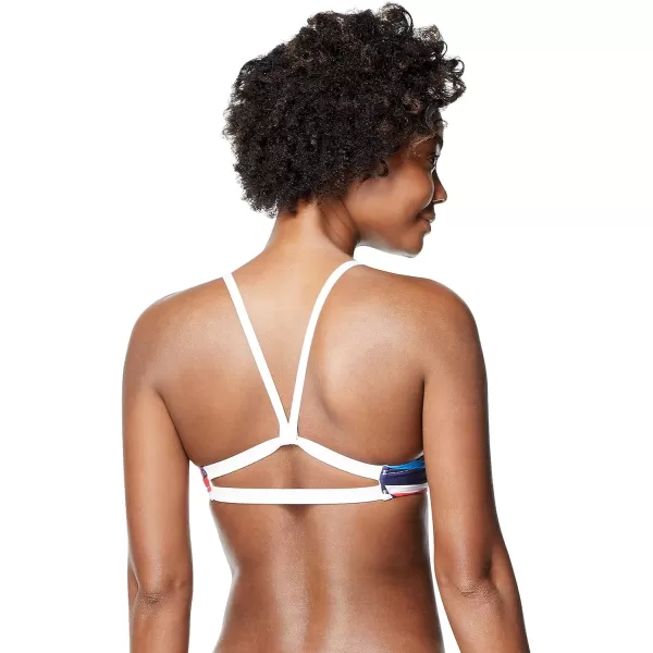 Speedo Womens Swimsuit Top Bikini Endurance Strappy Back DemiRadwhiteampblue