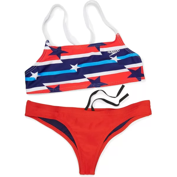 Speedo Womens Swimsuit Top Bikini Endurance Strappy Back DemiRadwhiteampblue
