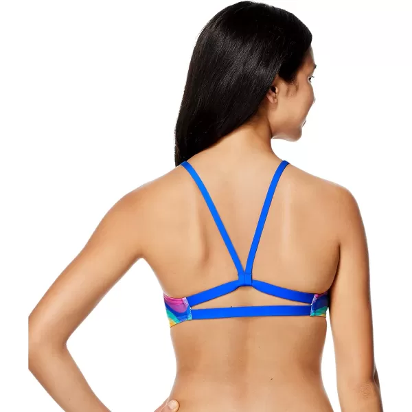 Speedo Womens Swimsuit Top Bikini Endurance Strappy Back DemiRainbow Wave