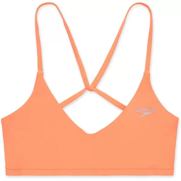 Speedo Womens Swimsuit Top Bikini Endurance Tie Back DemiFusion Coral