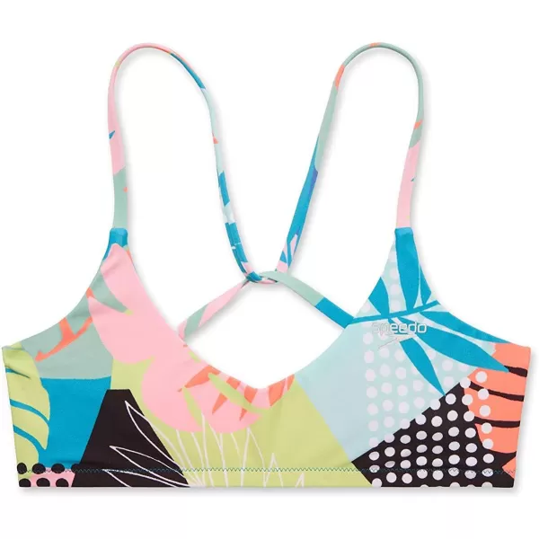 Speedo Womens Swimsuit Top Bikini Endurance Tie Back DemiSpeedo Black Floral