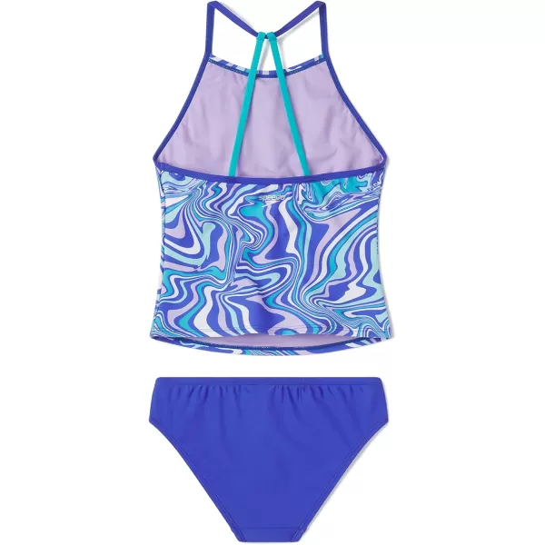 Speedo Womens Swimsuit Two Piece Tankini Thin StrapPurple Hebe