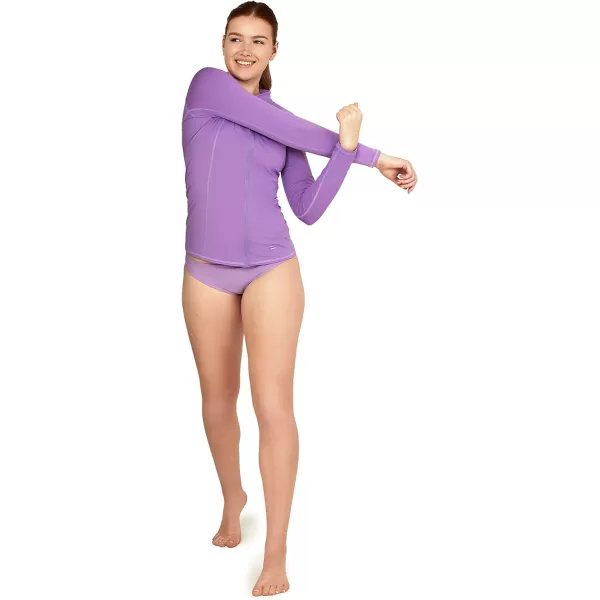 Speedo Womens Uv Swim Shirt Long Sleeve Full Zip Front RashguardFairy Wren