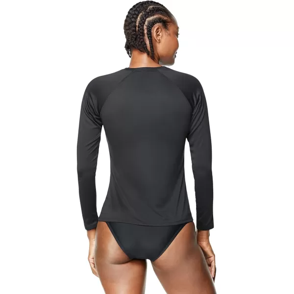 Speedo Womens Uv Swim Shirt Long Sleeve RashguardNew Speedo Black