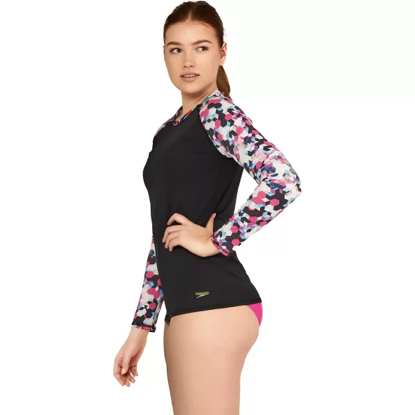 Speedo Womens Uv Swim Shirt Long Sleeve RashguardPrism Rose Violet