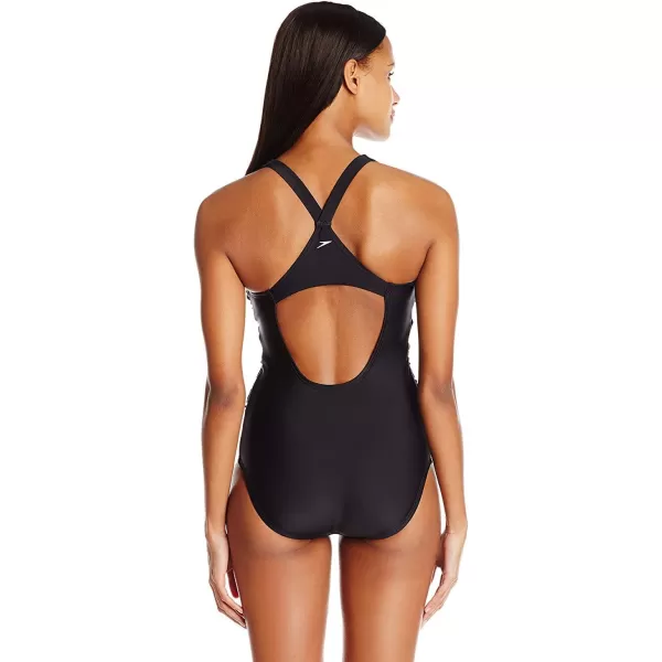 Speedo Womens VNeck One Piece Swimsuit with Underwire Black 10Swimsuit One Piece Powerflex Vneck Solid  Manufacturer Discontinued Speedo Black