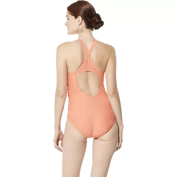 Speedo Womens VNeck One Piece Swimsuit with Underwire Black 10Swimsuit One Piece Powerflex Vneck Solid  Manufacturer Discontinued Vibrant Coral