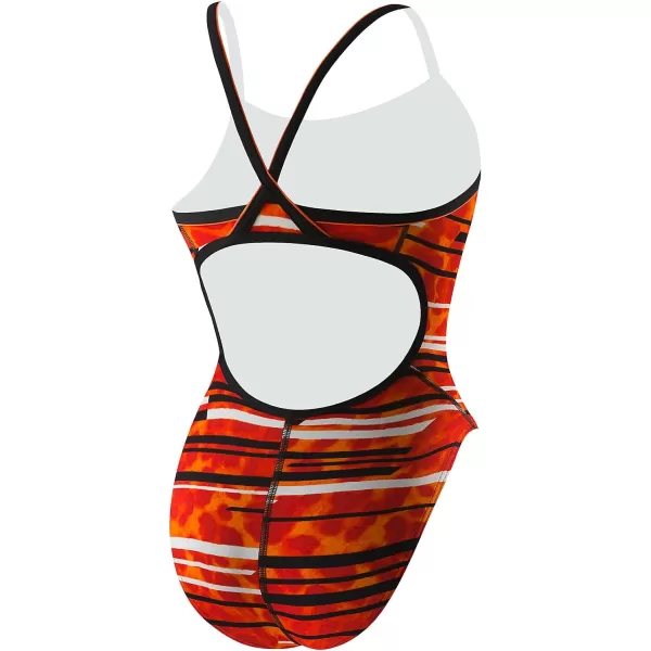 Speedo girls Swimsuit One Piece Powerflex Flyback Striped Youth Team ColorsStandard Speedo Orange