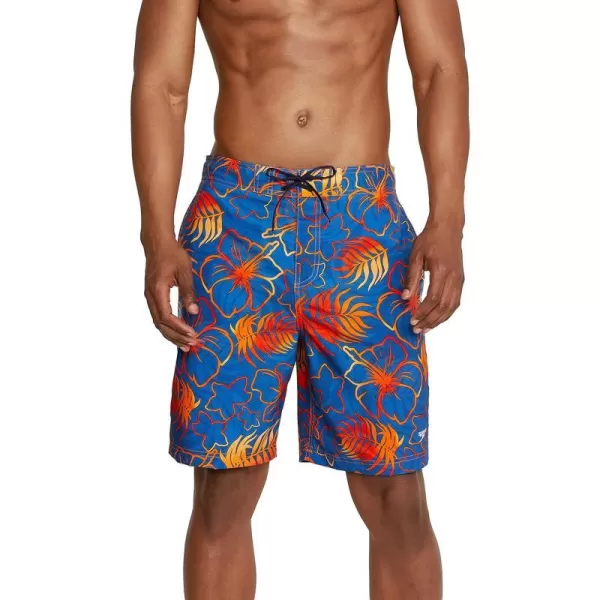 Mens Swim Trunk Knee Length Boardshort Bondi Printed20 Blend Bright Cobalt