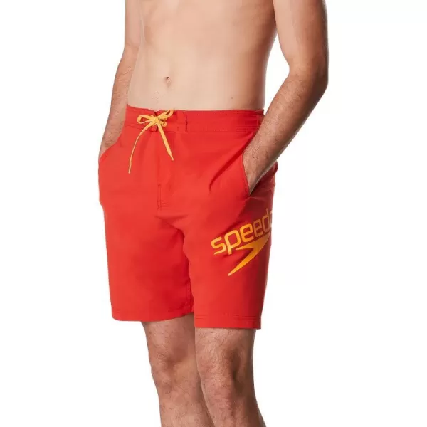 Mens Swim Trunk Knee Length Boardshort Bondi Printed20 Boom Molten Lava