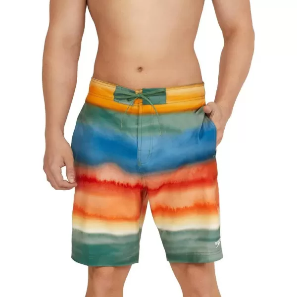 Mens Swim Trunk Knee Length Boardshort Bondi Printed20 Coastal Dark Ivy