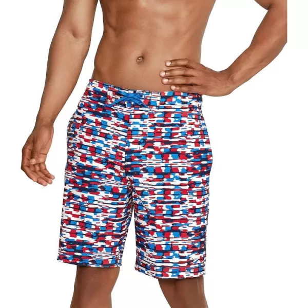 Mens Swim Trunk Knee Length Boardshort Bondi Printed20 Data High Risk Red