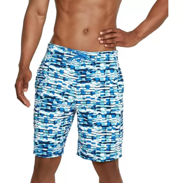 Mens Swim Trunk Knee Length Boardshort Bondi Printed20 Data Palace Blue