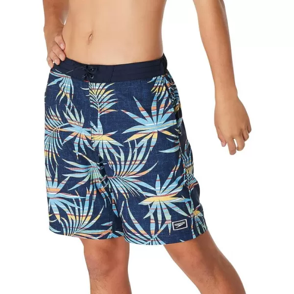 Mens Swim Trunk Knee Length Boardshort Bondi Printed20 Falsa Palm Peacoat