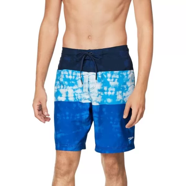 Mens Swim Trunk Knee Length Boardshort Bondi PrintedTie Dye Peacoat