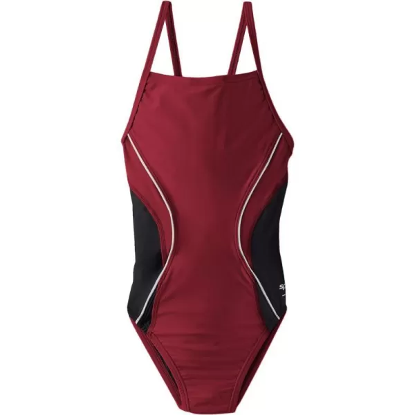 Speedo Big Girls Revolve Splice Energy Back SwimsuitBig Girls Speedo Maroon