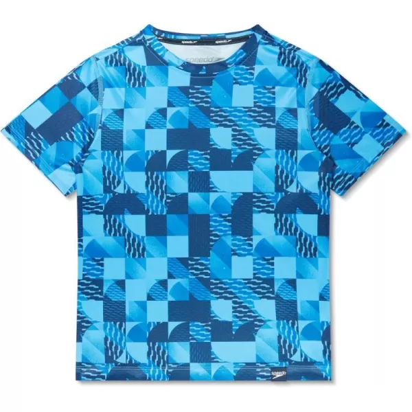 Speedo Boys Uv Swim Shirt Short Sleeve Tee GraphicPool Tile