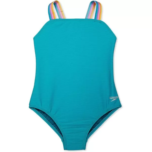 Speedo Girls Swimsuit One Piece Square Neck Thin StrapCeramic