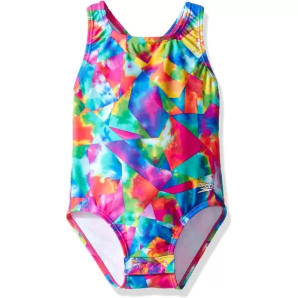 Speedo Girls Swimsuit One Piece Thick Strap Racer Back PrintedDiscontinuedMulti