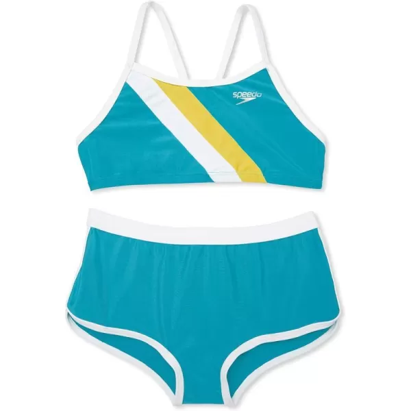 Speedo Girls Swimsuit Two Piece Bikini Boy Short SetCeramic