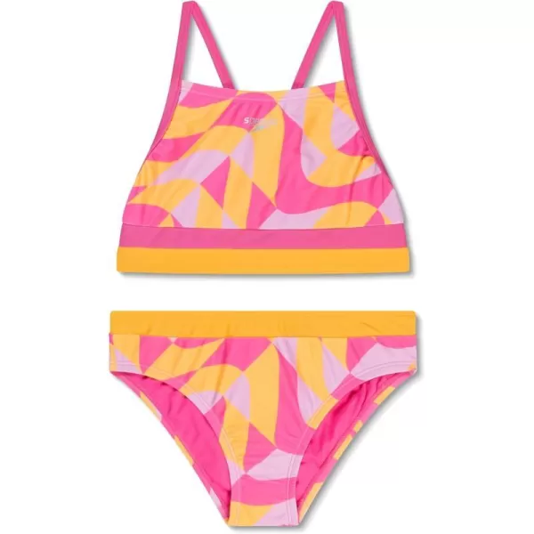 Speedo Girls Swimsuit Two Piece Bikini SetSpliced Geo