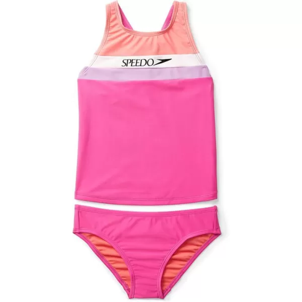 Speedo Girls Swimsuit Two Piece Tankini Thick StrapRose Violet