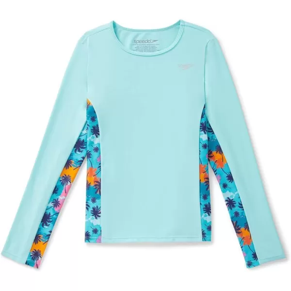 Speedo Girls Uv Swim Shirt Long Sleeve RashguardAqua Splash