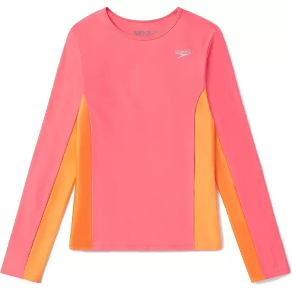 Speedo Girls Uv Swim Shirt Long Sleeve RashguardCoral Paradise