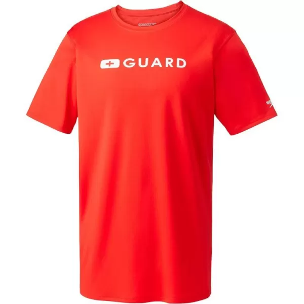 Speedo Mens Guard Uv Swim Shirt Short Sleeve RashguardSpeedo Red