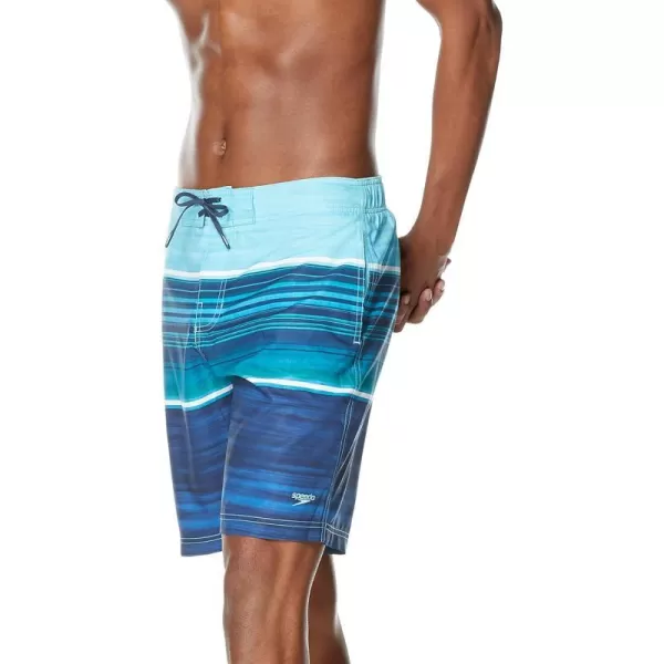 Speedo Mens Standard Swim Trunk Knee Length Boardshort Bondi Striped Barrier Blue Atoll XXLargeSpeedo Mens Standard Swim Trunk Knee Length Boardshort Bondi Striped Barrier Blue Atoll XXLarge