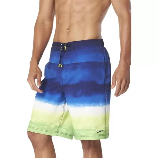 Speedo Mens Swim Trunk Knee Length Boardshort Active Flex EBoard PrintedNavyGreen