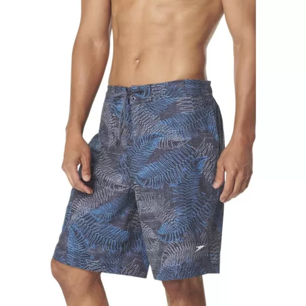 Speedo Mens Swim Trunk Knee Length Boardshort Active Flex EBoard PrintedPalm Deep Steel