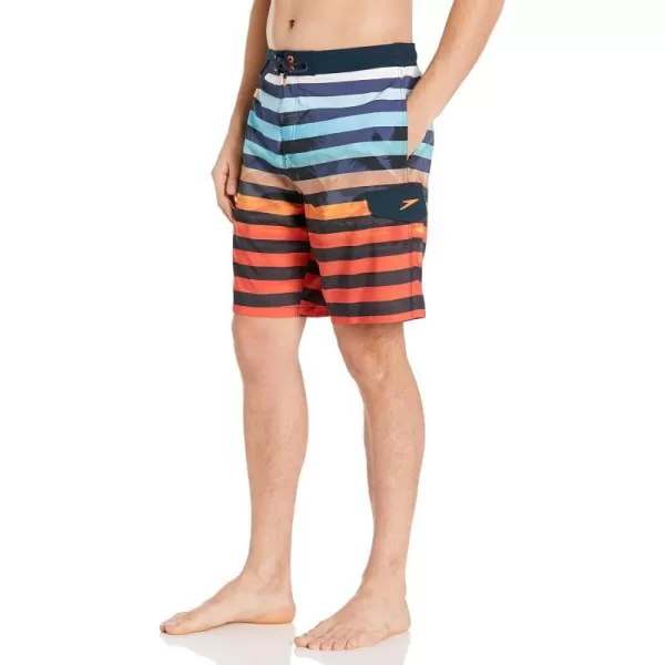 Speedo Mens Swim Trunk Knee Length Boardshort EBoard StripedDiscontinuedParadise Blend New Navy