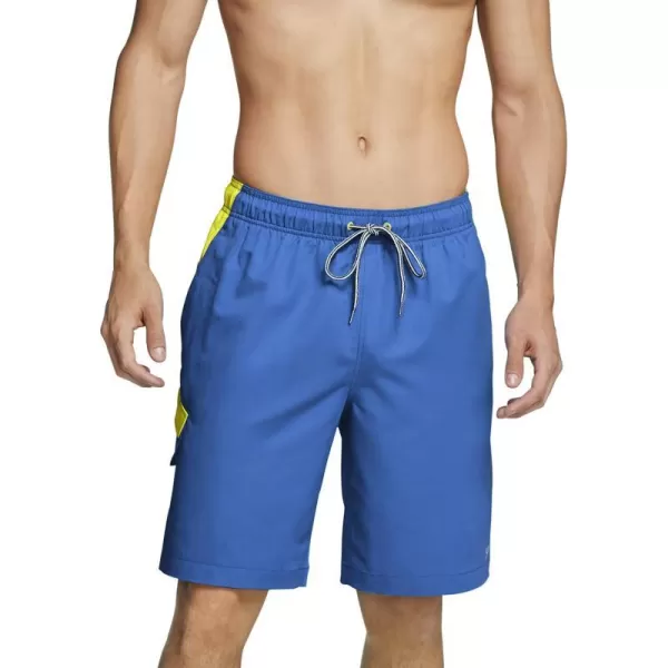 Speedo Mens Swim Trunk Knee Length Marina Edge SolidBlueYellow