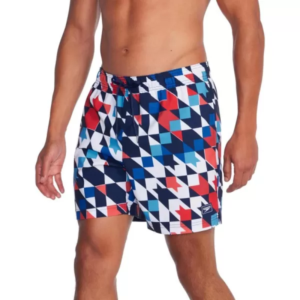 Speedo Mens Swim Trunk Mid Length Redondo PrintedCafe Check Red