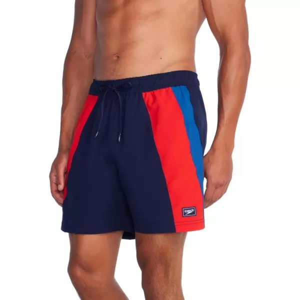 Speedo Mens Swim Trunk Mid Length Redondo StripeVertical Peacoat