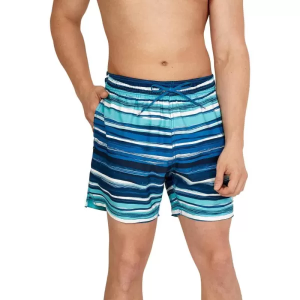 Speedo Mens Swim Trunk Short Length Redondo Comfort Liner PrintCurrent Peacoat