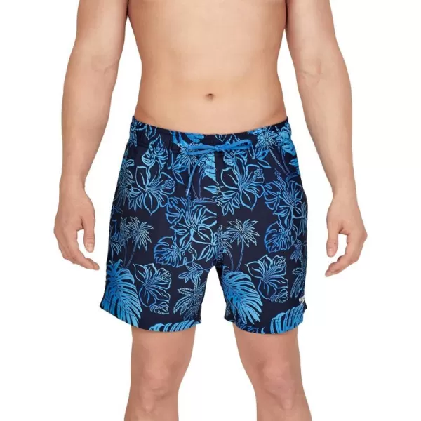 Speedo Mens Swim Trunk Short Length Redondo Comfort Liner PrintOnshore Blend Peacoat