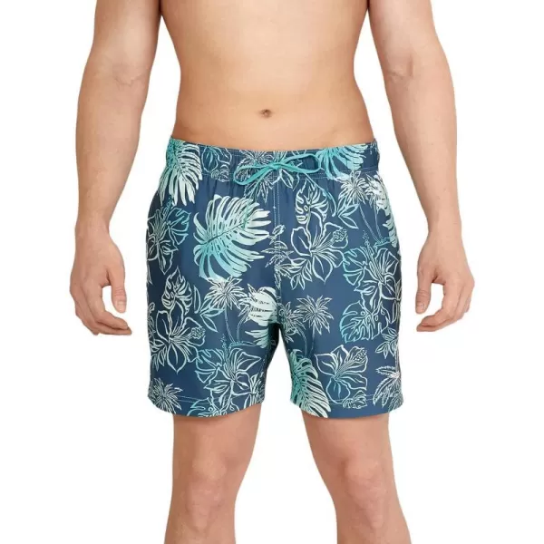 Speedo Mens Swim Trunk Short Length Redondo Comfort Liner PrintOnshore Blend Porcelain