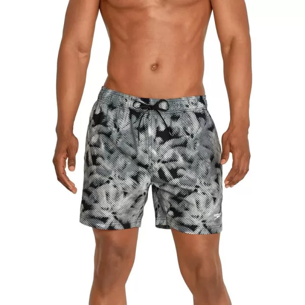 Speedo Mens Swim Trunk Short Length Redondo Comfort Liner PrintPalm Anthracite