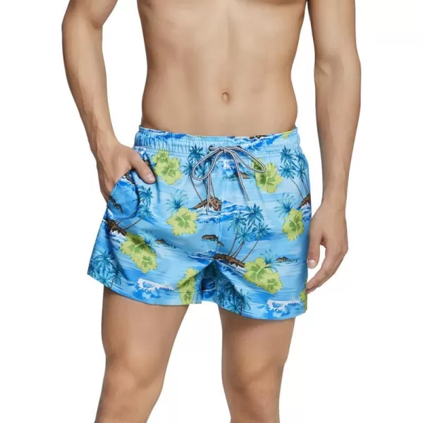 Speedo Mens Swim Trunk Short Length Redondo Printed Blue Lemonade MediumSpeedo Mens Swim Trunk Short Length Redondo Printed Blue Lemonade Medium