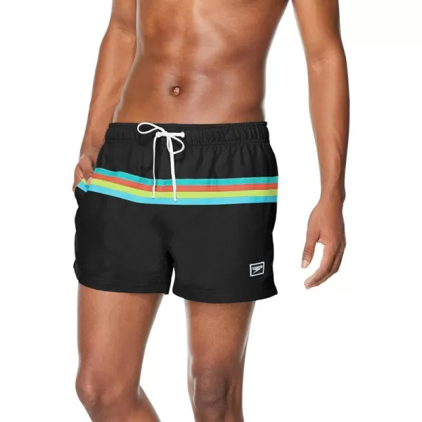 Speedo Mens Swim Trunk Short Length Redondo StripedAnthracite Block