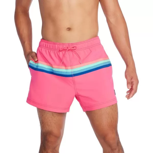 Speedo Mens Swim Trunk Short Length Redondo StripedHorizontal Fandango Pink