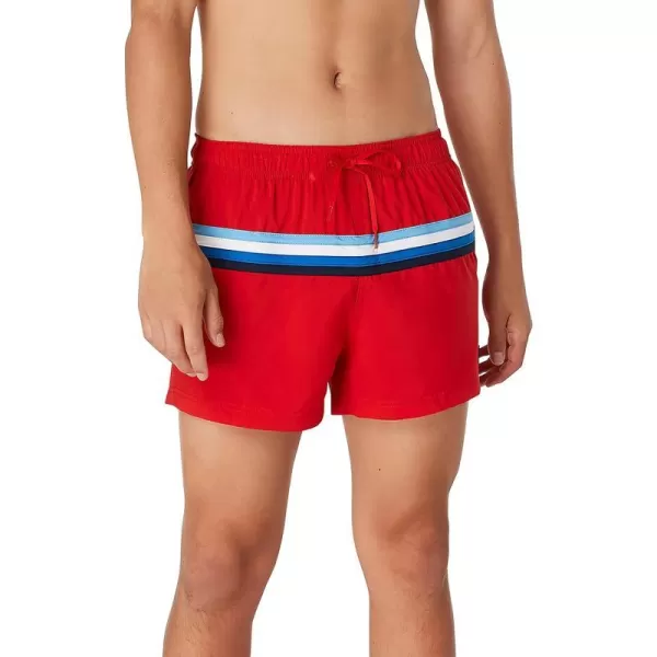 Speedo Mens Swim Trunk Short Length Redondo StripedHorizontal High Risk Red