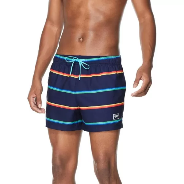 Speedo Mens Swim Trunk Short Length Redondo StripedQuad Peacoat